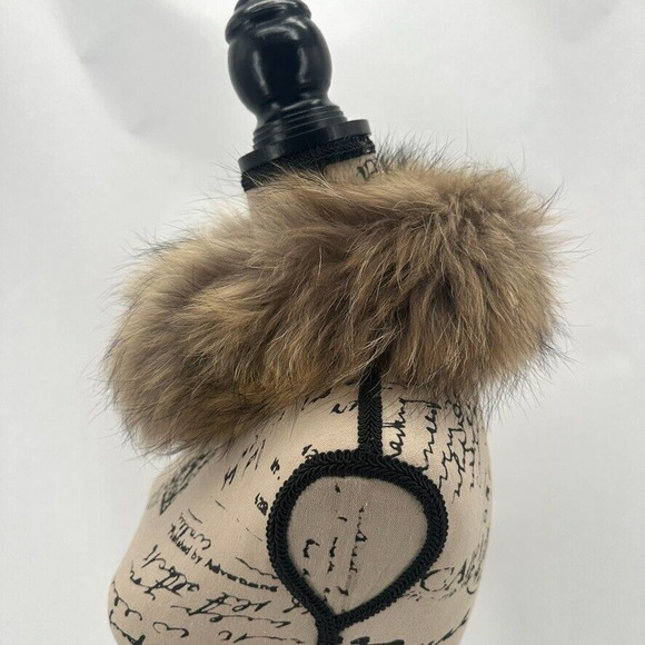 Burberry Detachable Raccoon Fur Collar Snap On Convertible Winter Outdoor Preppy - Picture 4 of 10